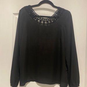 Black lace back detail blouse